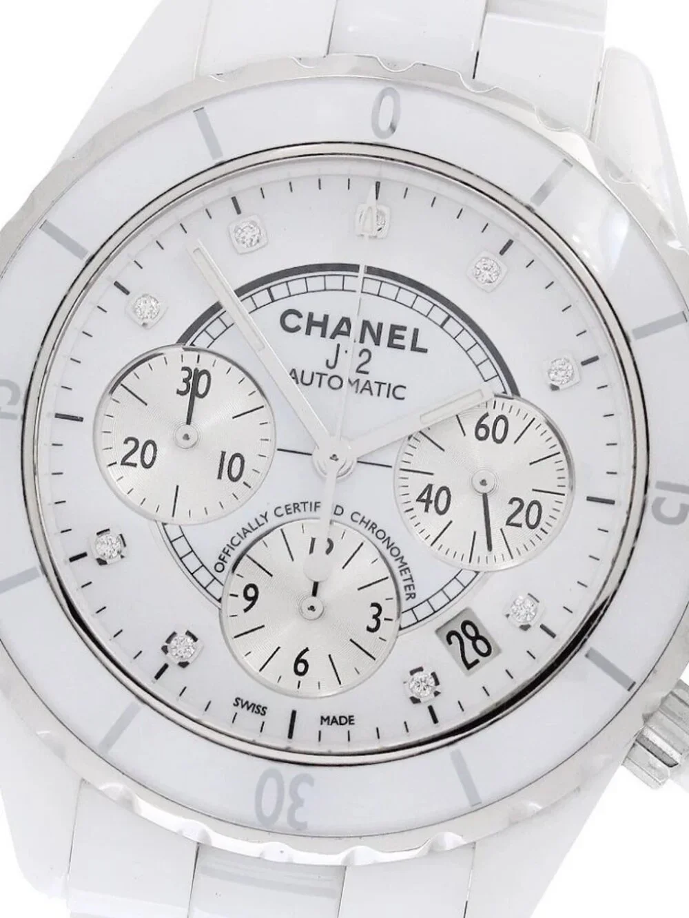 CHANEL J12 white ceramic H2009 9P diamond chronograph Automatic Men's_958300